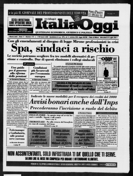 Italia oggi : quotidiano di economia finanza e politica